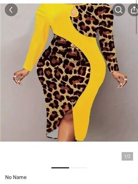 Yellow & Leopard Cutout Bodycon Dress